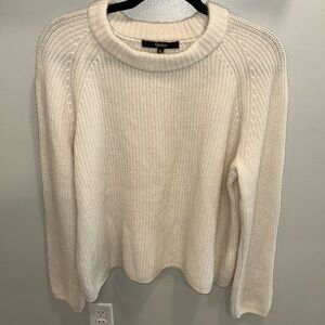 Quince Cream Ribbed Crewneck Sweater